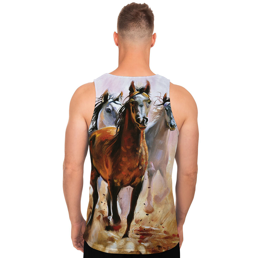 Running Horses Painting Print Men's Tank Top