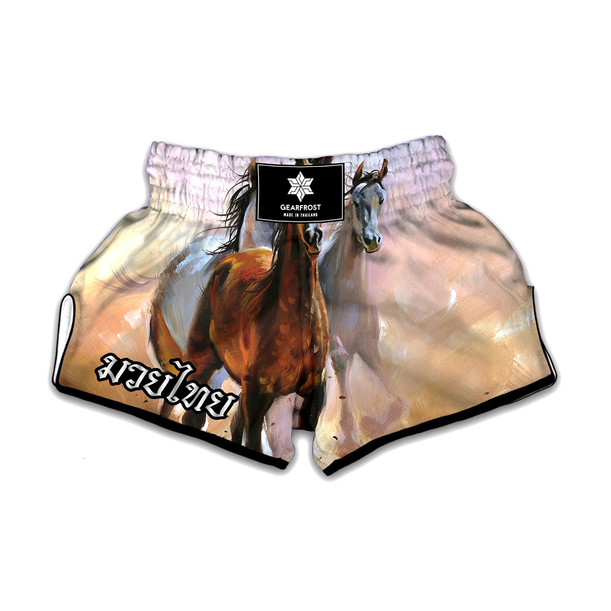Running Horses Painting Print Muay Thai Boxing Shorts