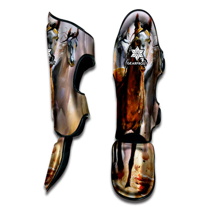 Running Horses Painting Print Muay Thai Shin Guard