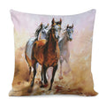 Running Horses Painting Print Pillow Cover