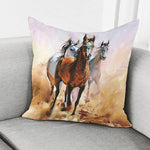 Running Horses Painting Print Pillow Cover