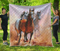 Running Horses Painting Print Quilt