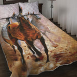 Running Horses Painting Print Quilt Bed Set
