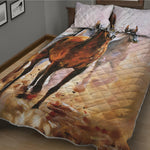 Running Horses Painting Print Quilt Bed Set