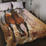 Running Horses Painting Print Quilt Bed Set