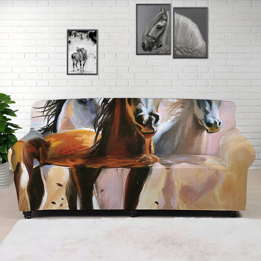 Running Horses Painting Print Sofa Cover