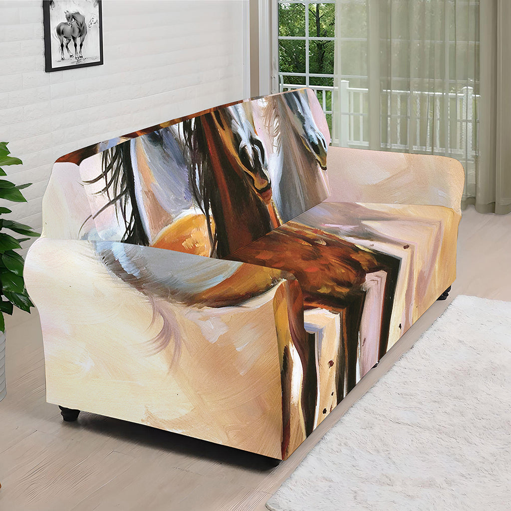 Running Horses Painting Print Sofa Cover