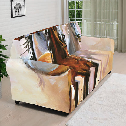 Running Horses Painting Print Sofa Cover