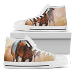 Running Horses Painting Print White High Top Shoes