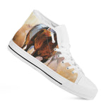 Running Horses Painting Print White High Top Shoes