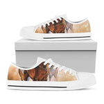 Running Horses Painting Print White Low Top Shoes