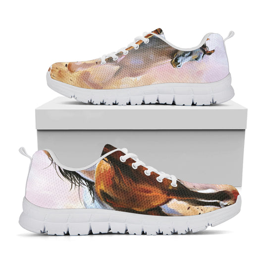 Running Horses Painting Print White Sneakers