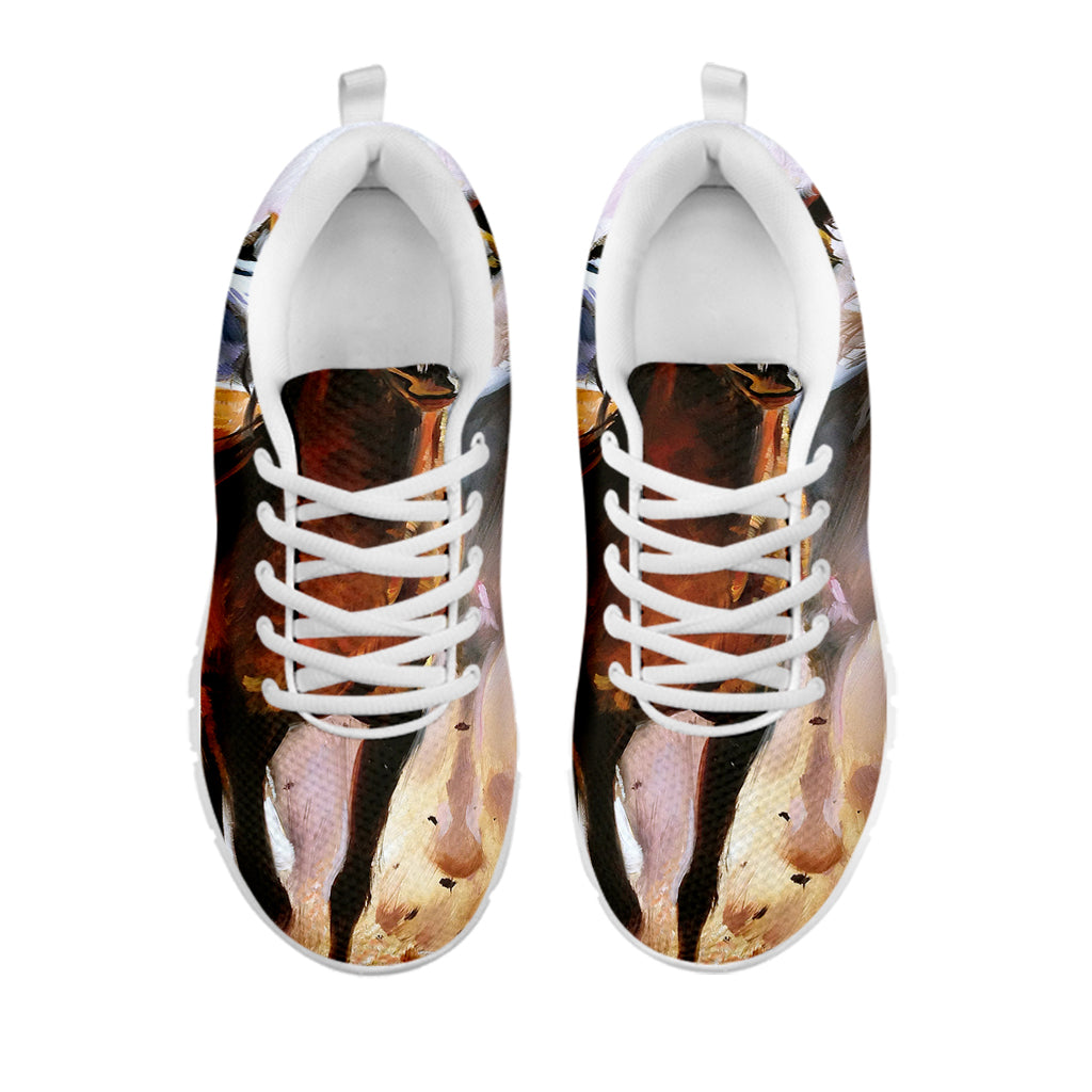 Running Horses Painting Print White Sneakers