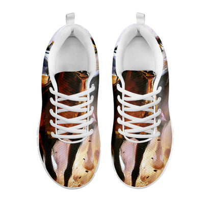 Running Horses Painting Print White Sneakers