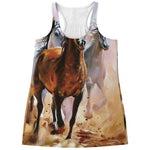 Running Horses Painting Print Women's Racerback Tank Top