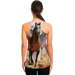 Running Horses Painting Print Women's Racerback Tank Top