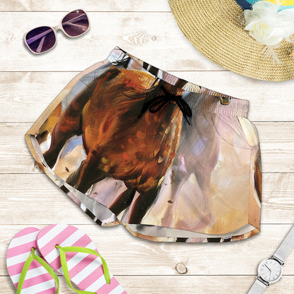 Running Horses Painting Print Women's Shorts
