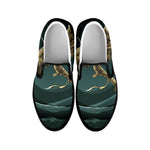 Running Mummy Print Black Slip On Shoes