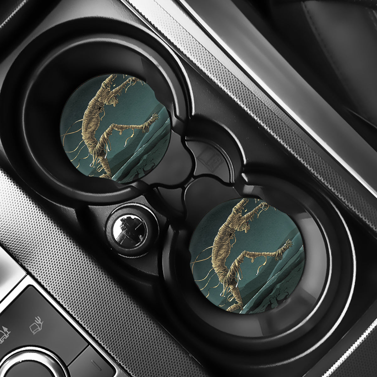 Running Mummy Print Car Coasters