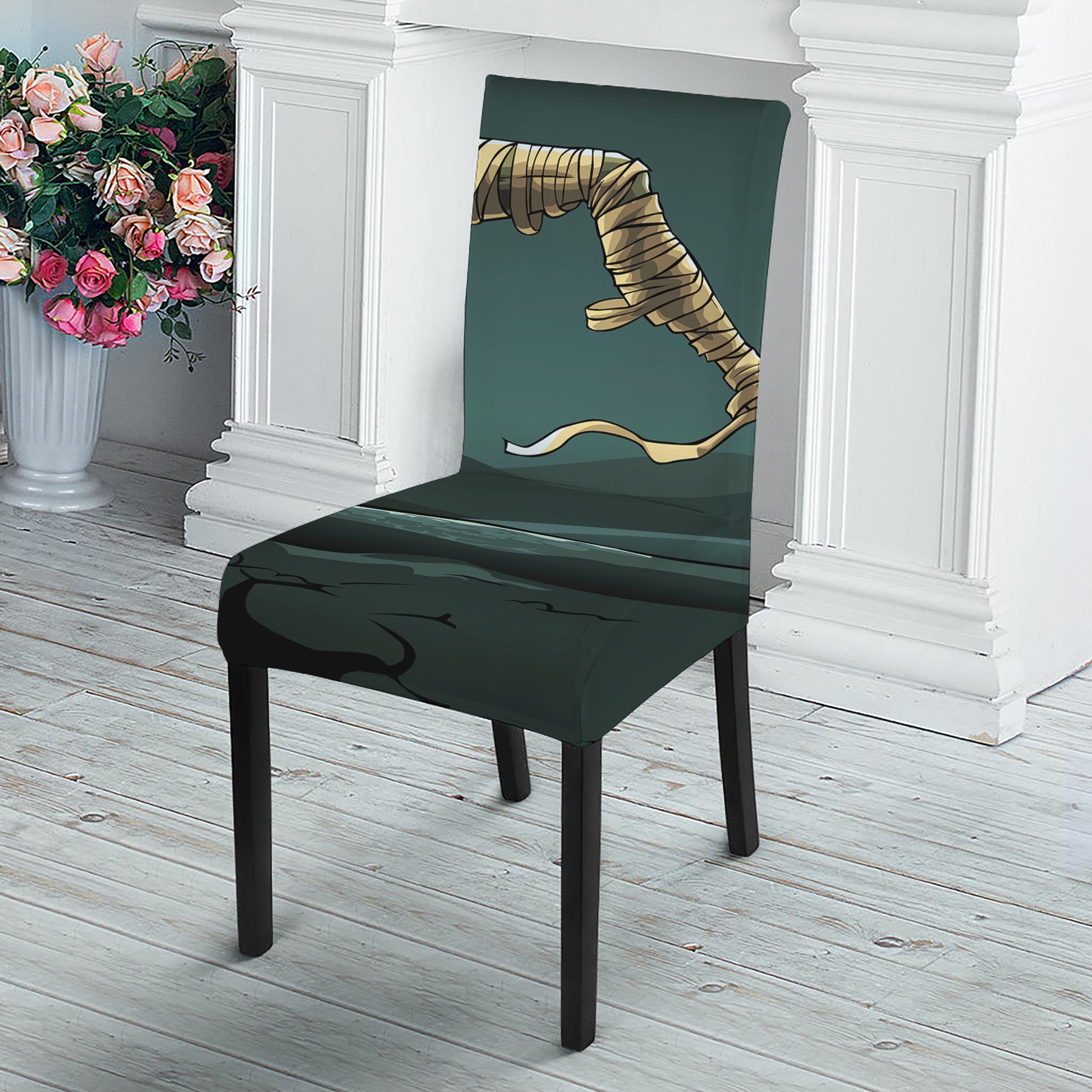 Running Mummy Print Dining Chair Slipcover
