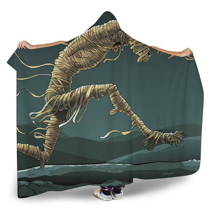 Running Mummy Print Hooded Blanket
