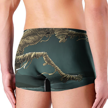 Running Mummy Print Men's Boxer Briefs