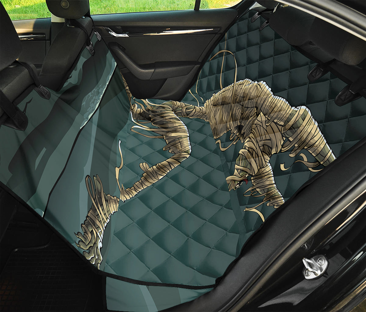 Running Mummy Print Pet Car Back Seat Cover