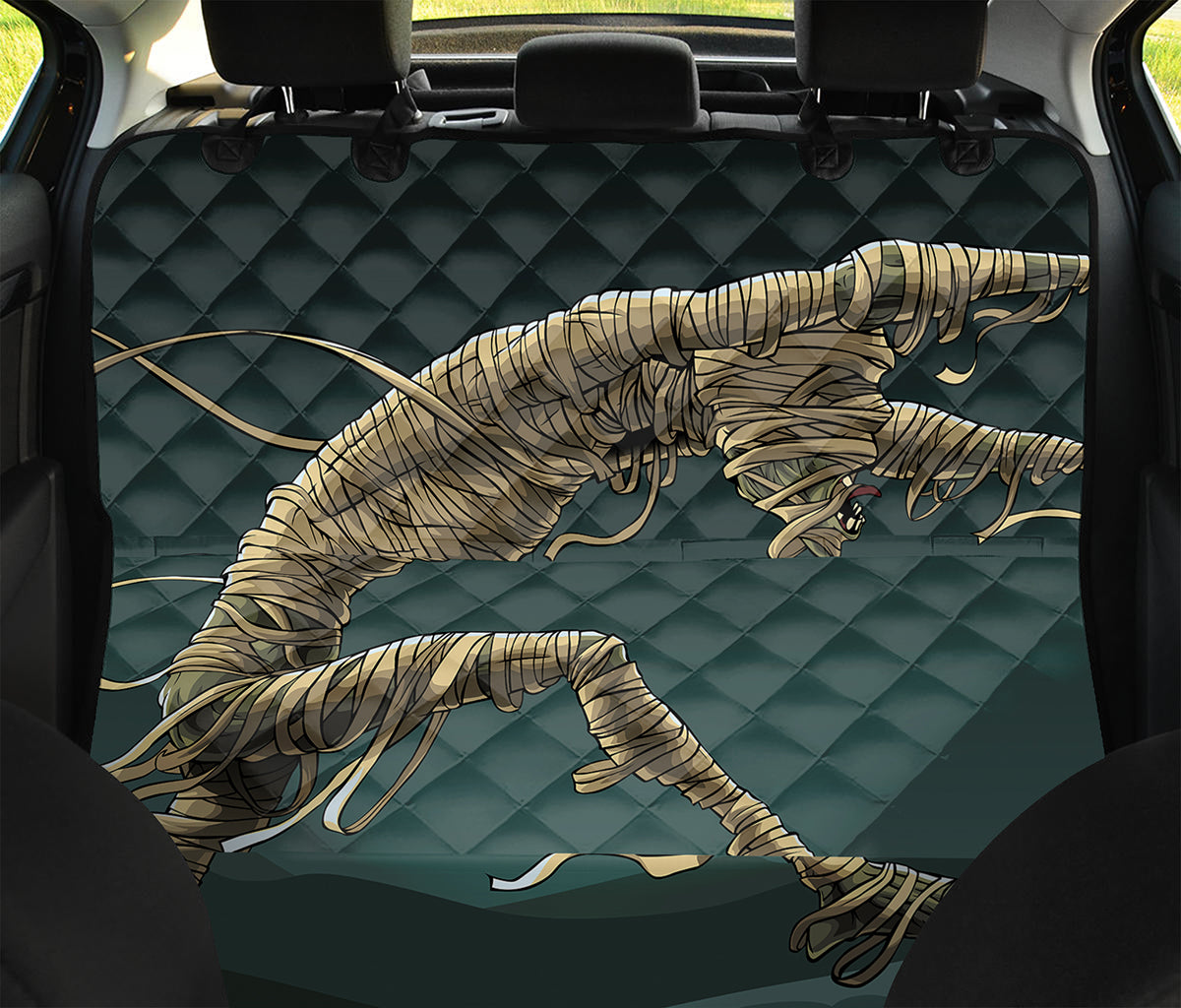Running Mummy Print Pet Car Back Seat Cover