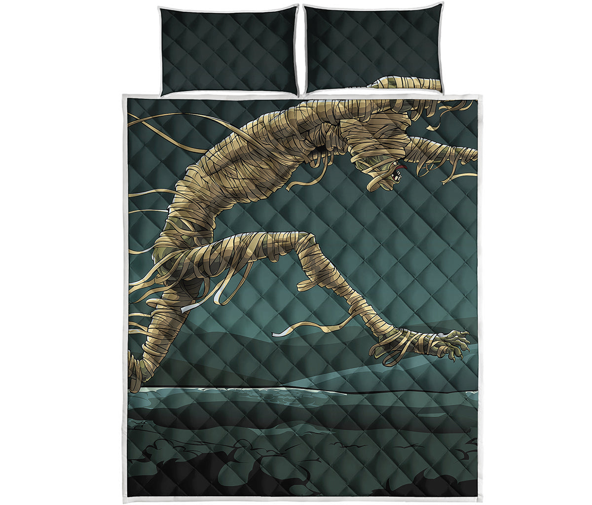 Running Mummy Print Quilt Bed Set