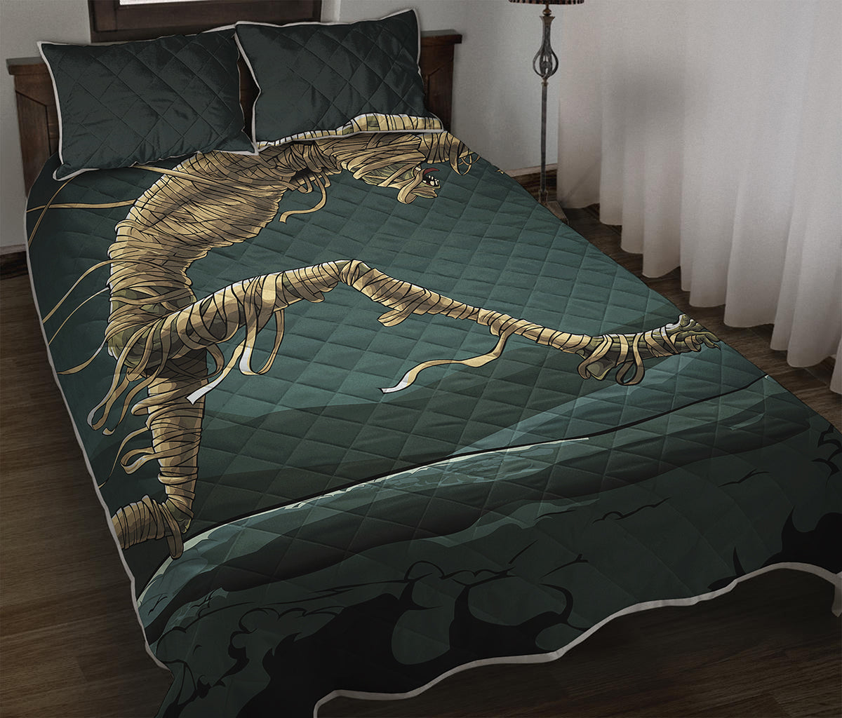 Running Mummy Print Quilt Bed Set