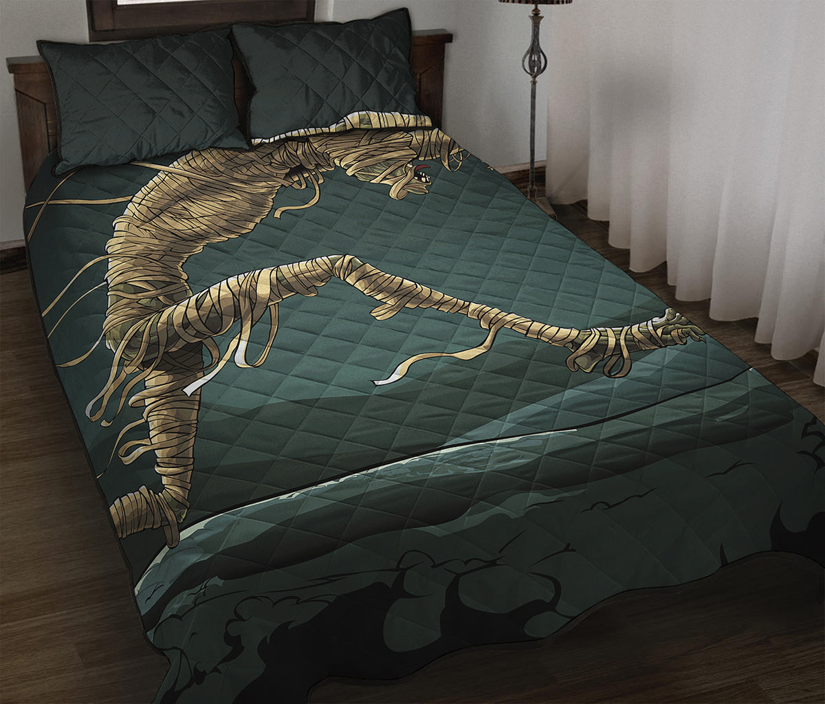 Running Mummy Print Quilt Bed Set