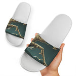 Running Mummy Print White Slide Sandals