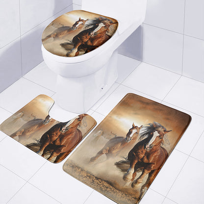 Running Wild Horses Print 3 Piece Bath Mat Set