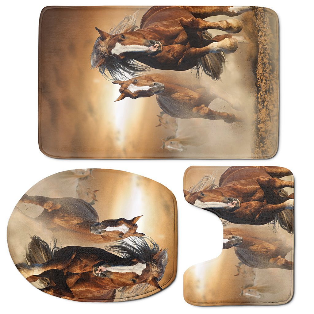 Running Wild Horses Print 3 Piece Bath Mat Set