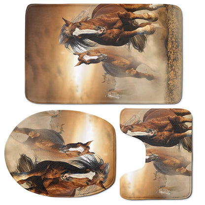 Running Wild Horses Print 3 Piece Bath Mat Set