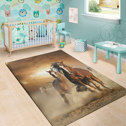 Running Wild Horses Print Area Rug