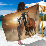 Running Wild Horses Print Beach Sarong Wrap