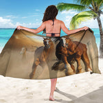 Running Wild Horses Print Beach Sarong Wrap