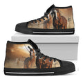Running Wild Horses Print Black High Top Sneakers