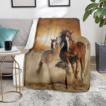 Running Wild Horses Print Blanket
