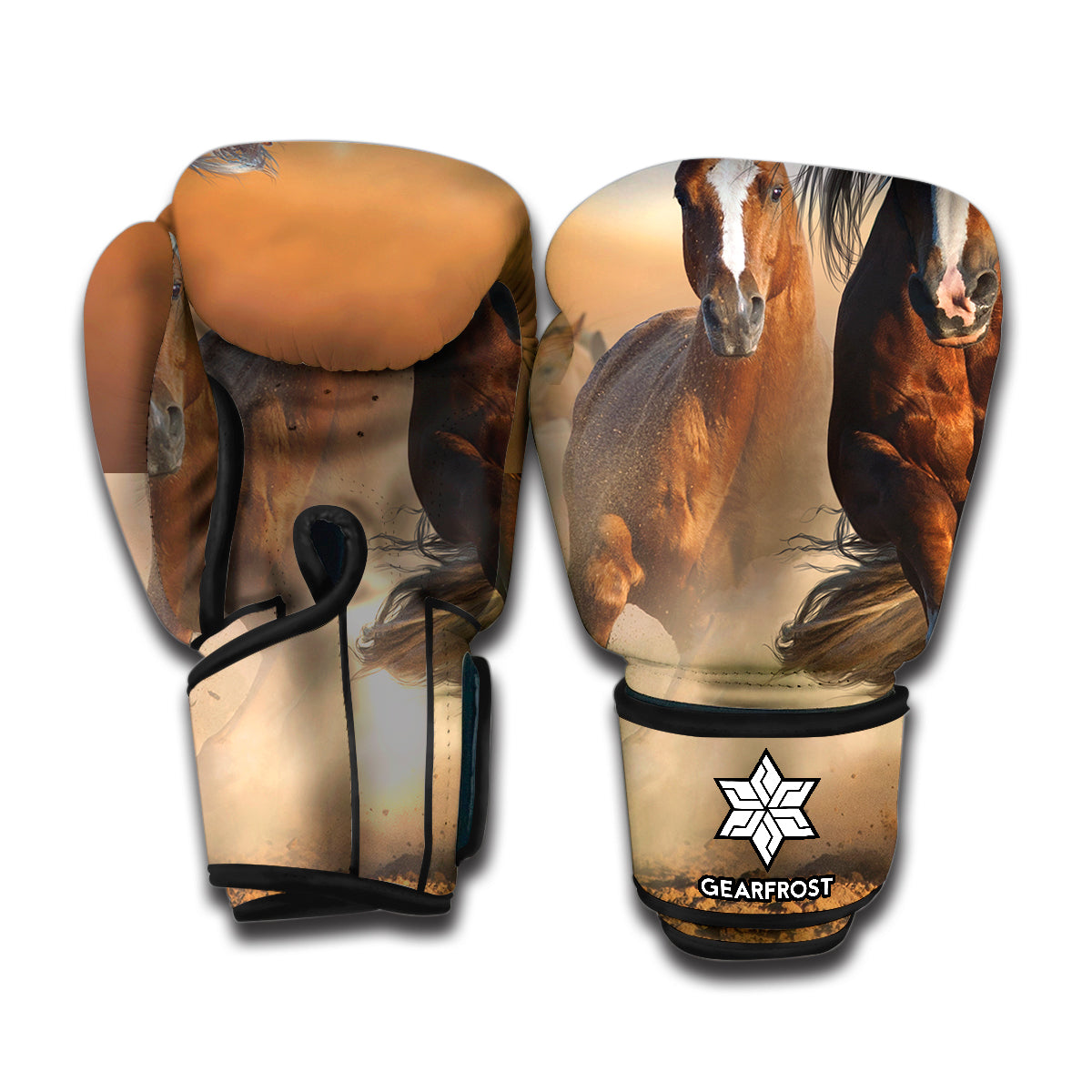Running Wild Horses Print Boxing Gloves