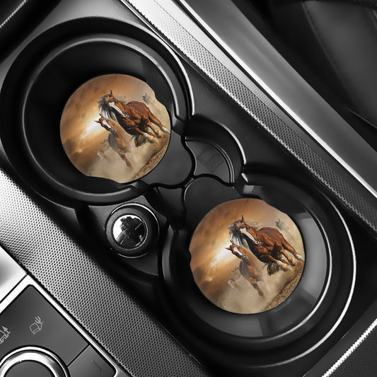 Running Wild Horses Print Car Coasters