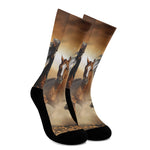 Running Wild Horses Print Crew Socks