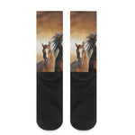 Running Wild Horses Print Crew Socks