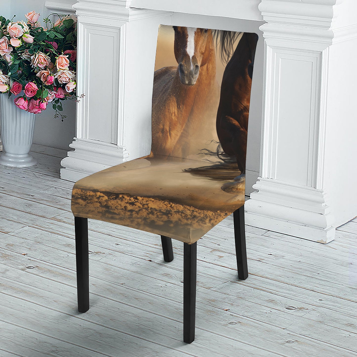Running Wild Horses Print Dining Chair Slipcover