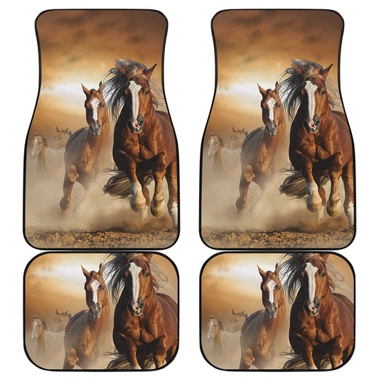 Running Wild Horses Print Front and Back Car Floor Mats