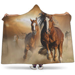 Running Wild Horses Print Hooded Blanket