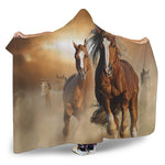 Running Wild Horses Print Hooded Blanket