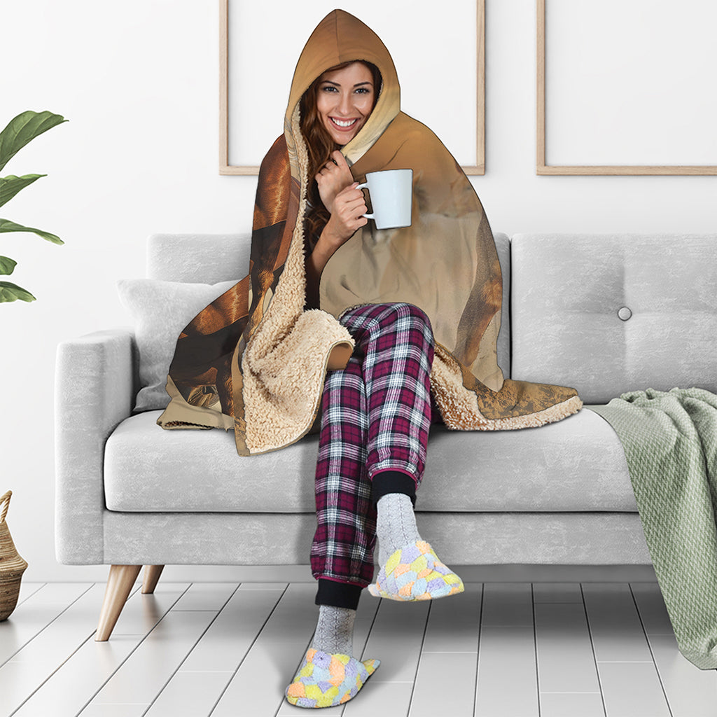 Running Wild Horses Print Hooded Blanket