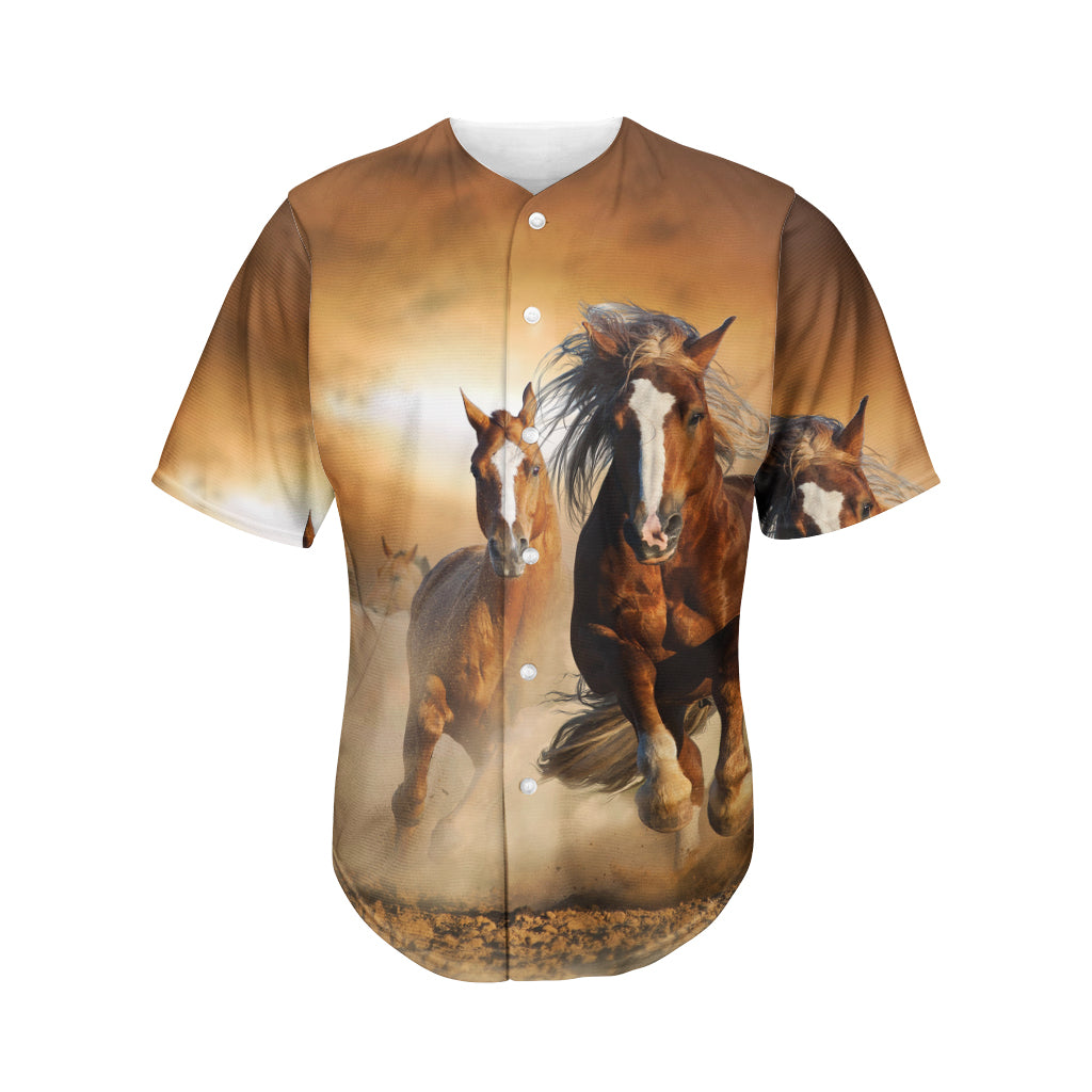 Running Wild Horses Print Men's Baseball Jersey